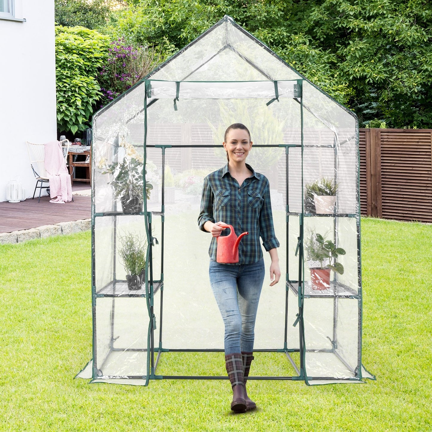 Portable Outdoor 4 Shelves Greenhouse, Transparent - Gallery Canada