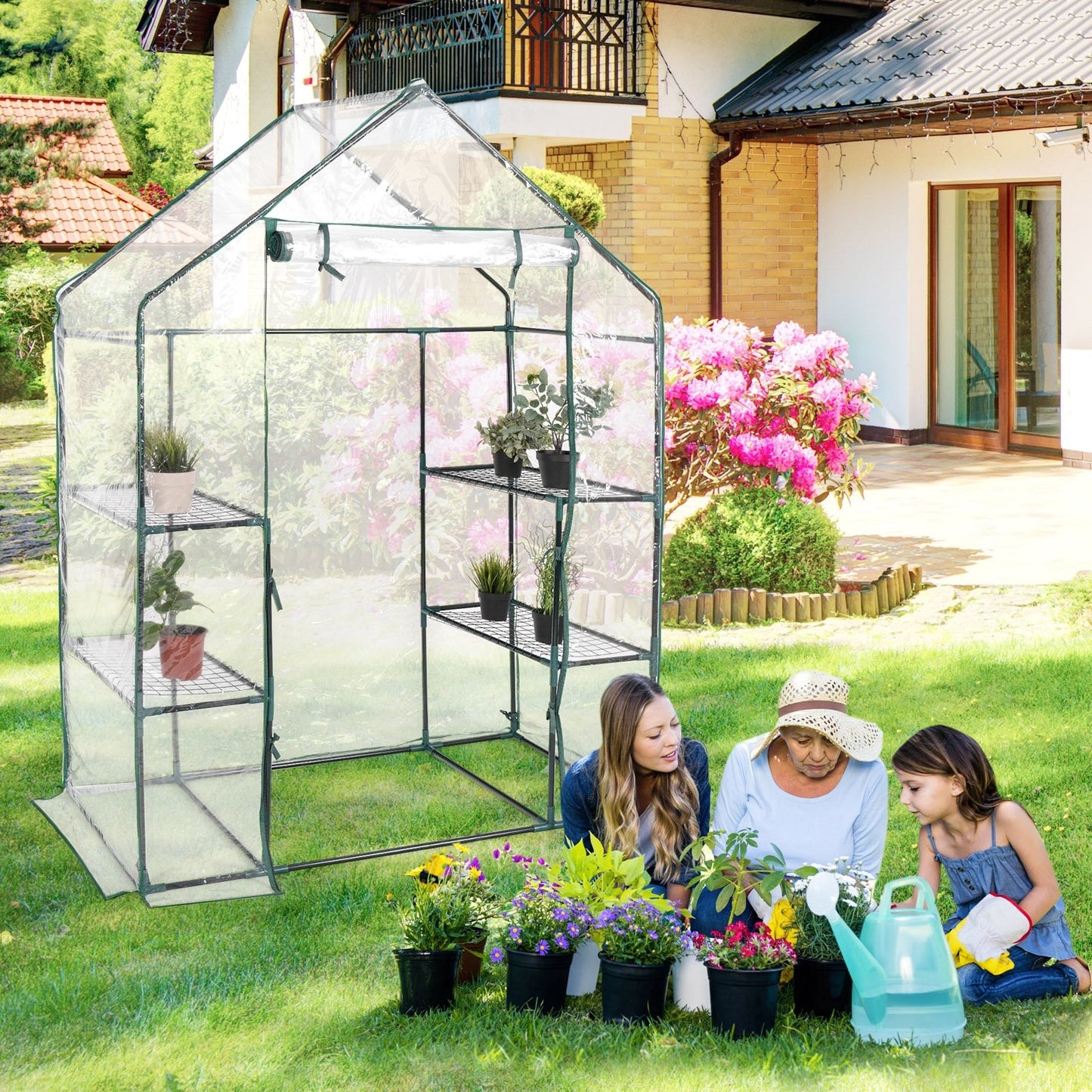 Portable Outdoor 4 Shelves Greenhouse, Transparent - Gallery Canada