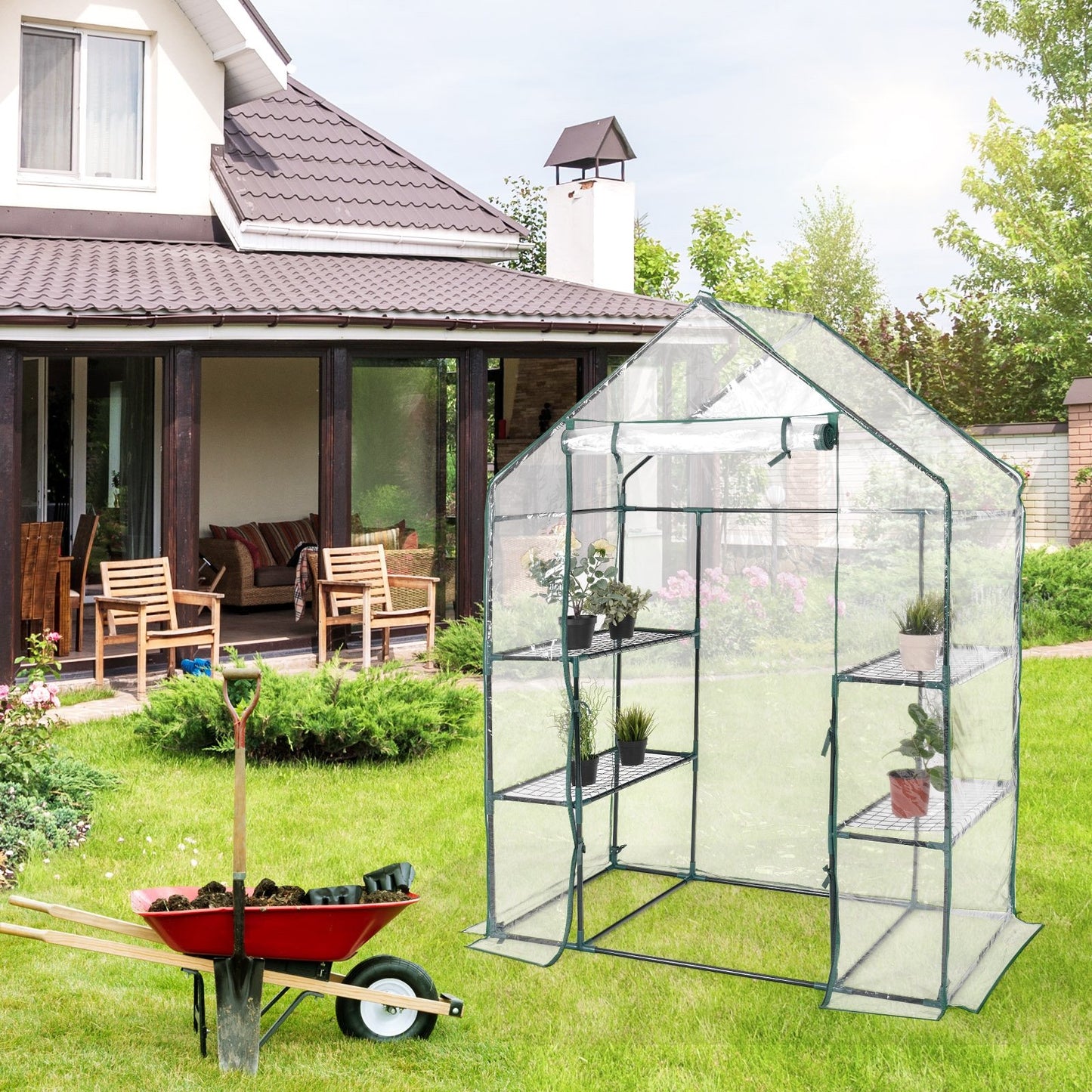 Portable Outdoor 4 Shelves Greenhouse, Transparent - Gallery Canada