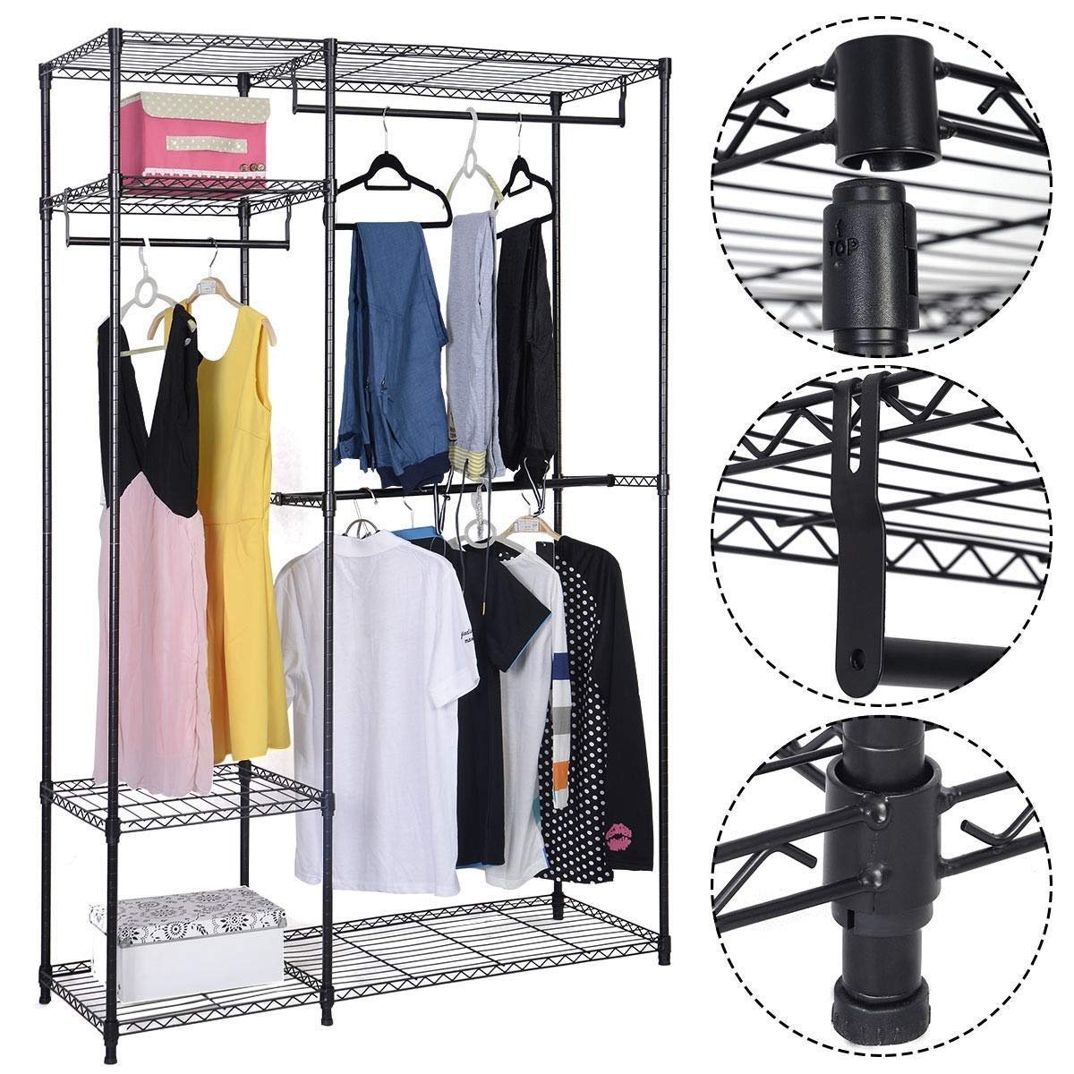 Portable Steel Closet Hanger Storage Rack Organizer, Black Clothing & Closet Storage   at Gallery Canada