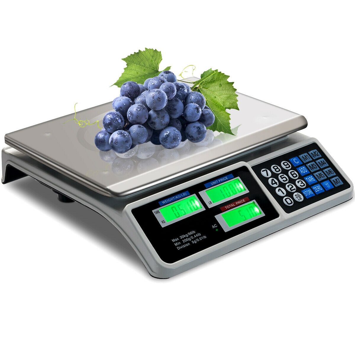 66 lbs Electronic Price Computing Scale with LCD Screen Display, Silver Kitchen Tools   at Gallery Canada