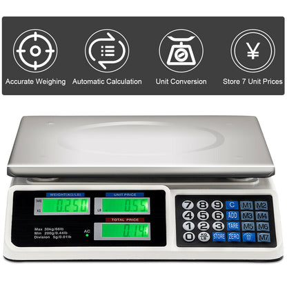 66 lbs Electronic Price Computing Scale with LCD Screen Display, Silver Kitchen Tools   at Gallery Canada