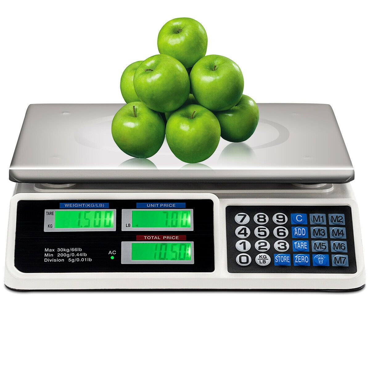 66 lbs Electronic Price Computing Scale with LCD Screen Display, Silver Kitchen Tools   at Gallery Canada