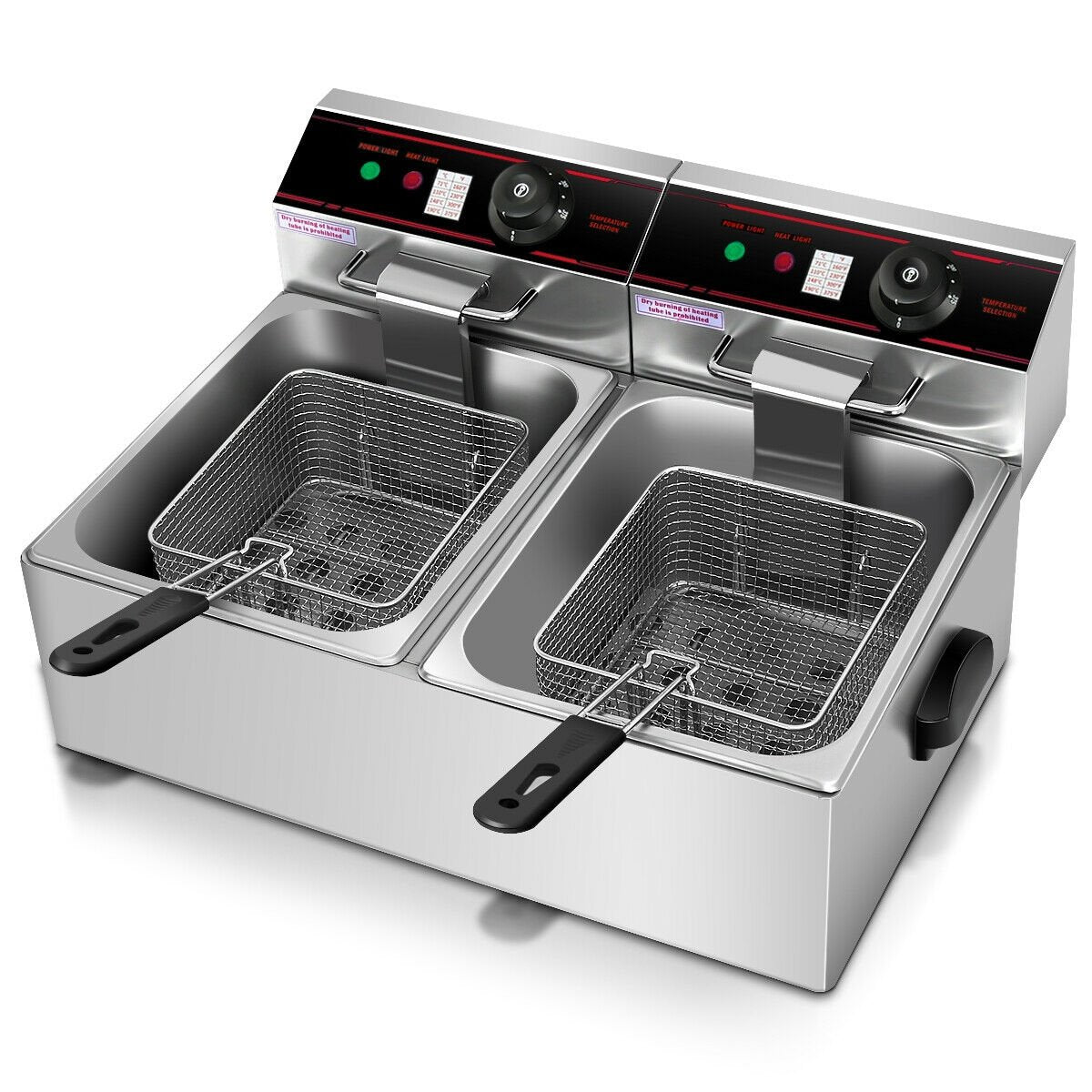 3400W Dual Tank Electric Countertop Deep Fryer, Silver Air Fryers   at Gallery Canada