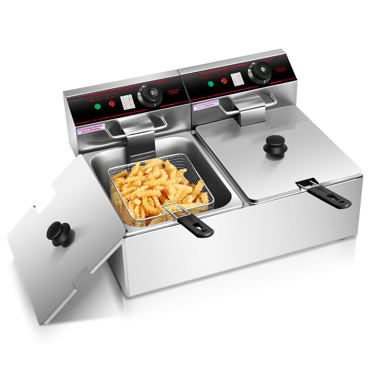 3400W Dual Tank Electric Countertop Deep Fryer, Silver Air Fryers   at Gallery Canada