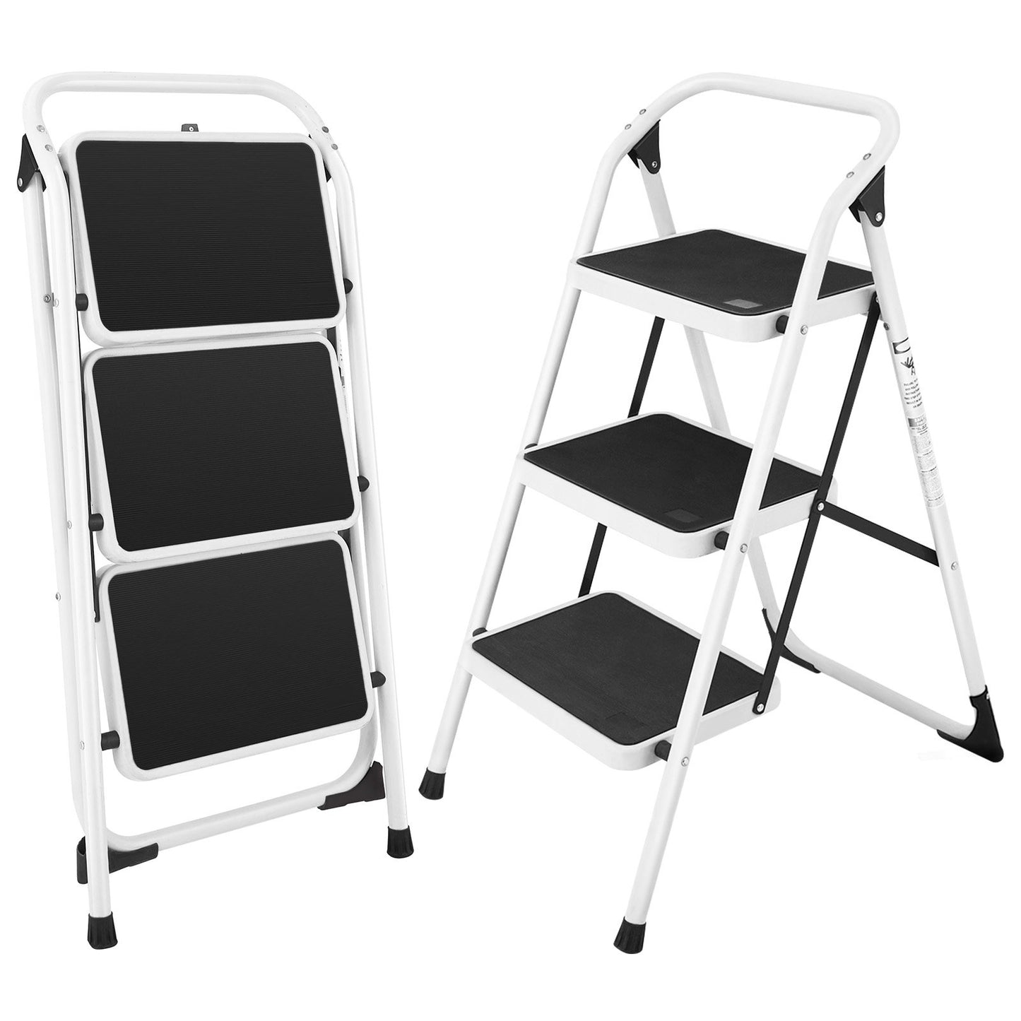 Folding 3-Step Ladder with Handgrip and Anti-Slip Platform, White Ladders   at Gallery Canada