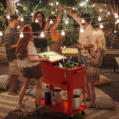 80 Quart Outdoor Patio Rolling Steel Construction Cooler, Red Patio Bar Furniture   at Gallery Canada