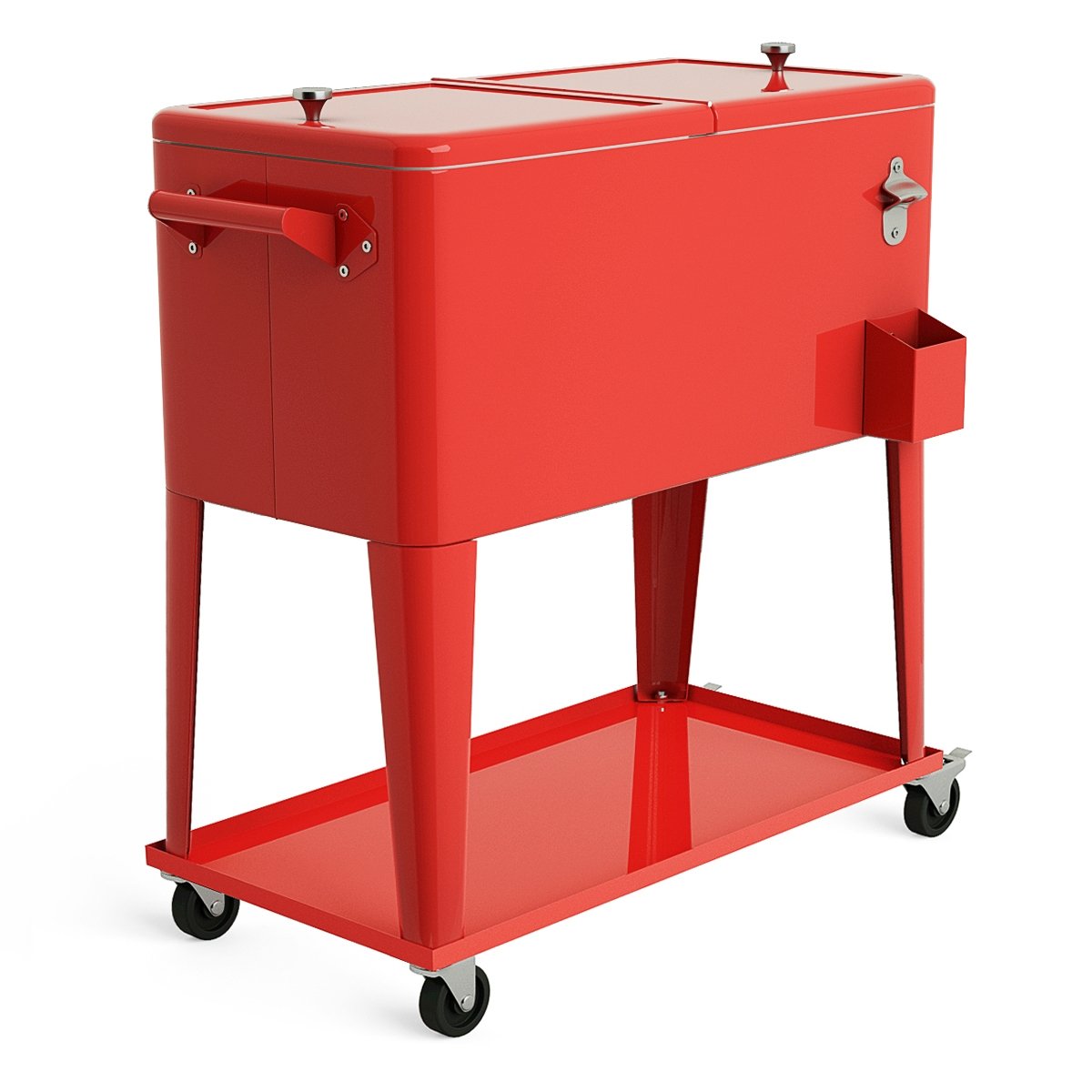 80 Quart Outdoor Patio Rolling Steel Construction Cooler, Red Patio Bar Furniture   at Gallery Canada