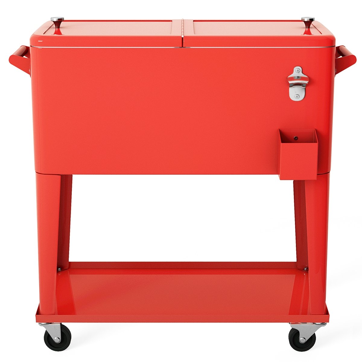 80 Quart Outdoor Patio Rolling Steel Construction Cooler, Red Patio Bar Furniture   at Gallery Canada