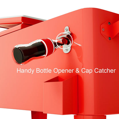 80 Quart Outdoor Patio Rolling Steel Construction Cooler, Red Patio Bar Furniture   at Gallery Canada