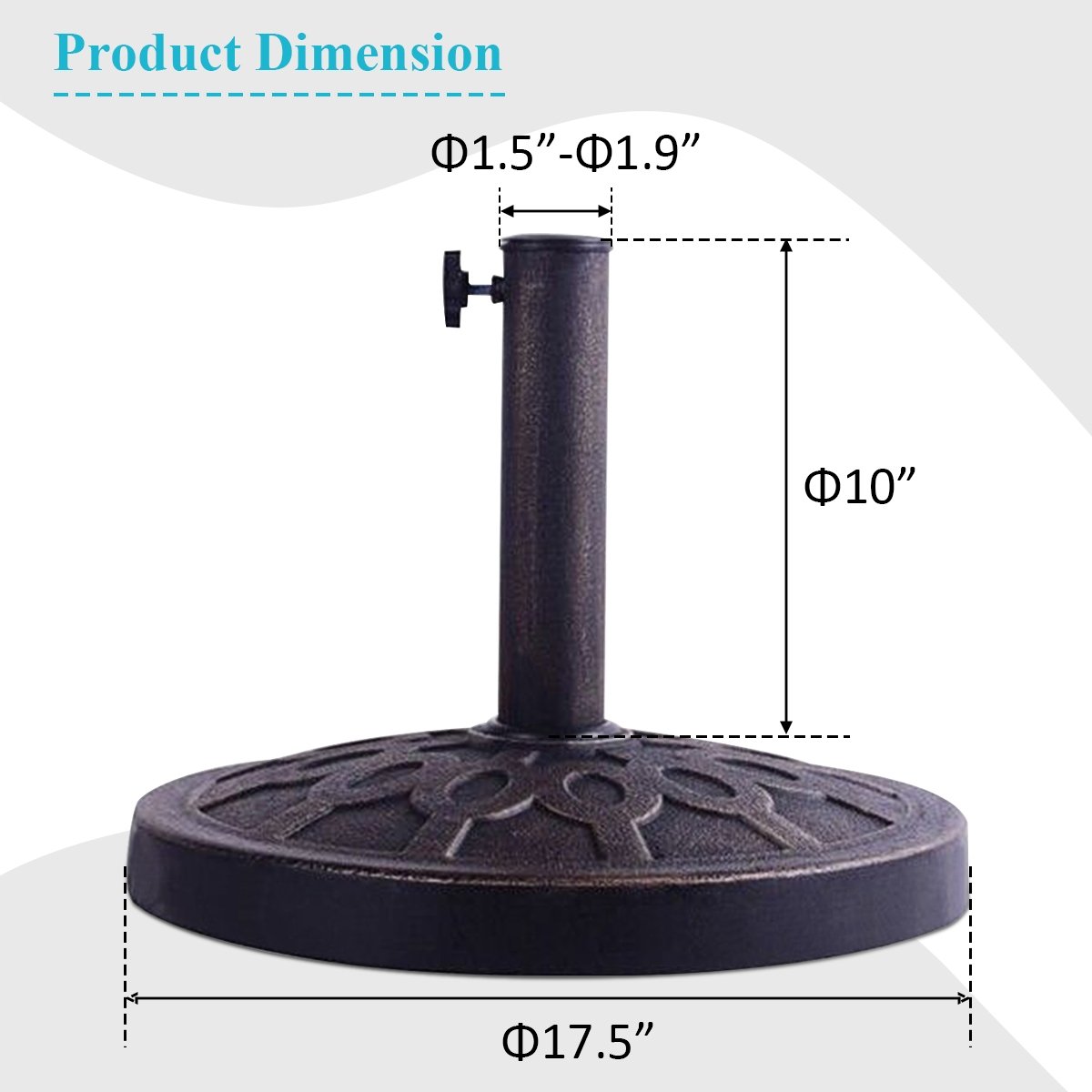 30lbs 18 Inch Heavy Duty Outdoor Patio Market Umbrella Base, Bronze Outdoor Umbrella Bases at Gallery Canada