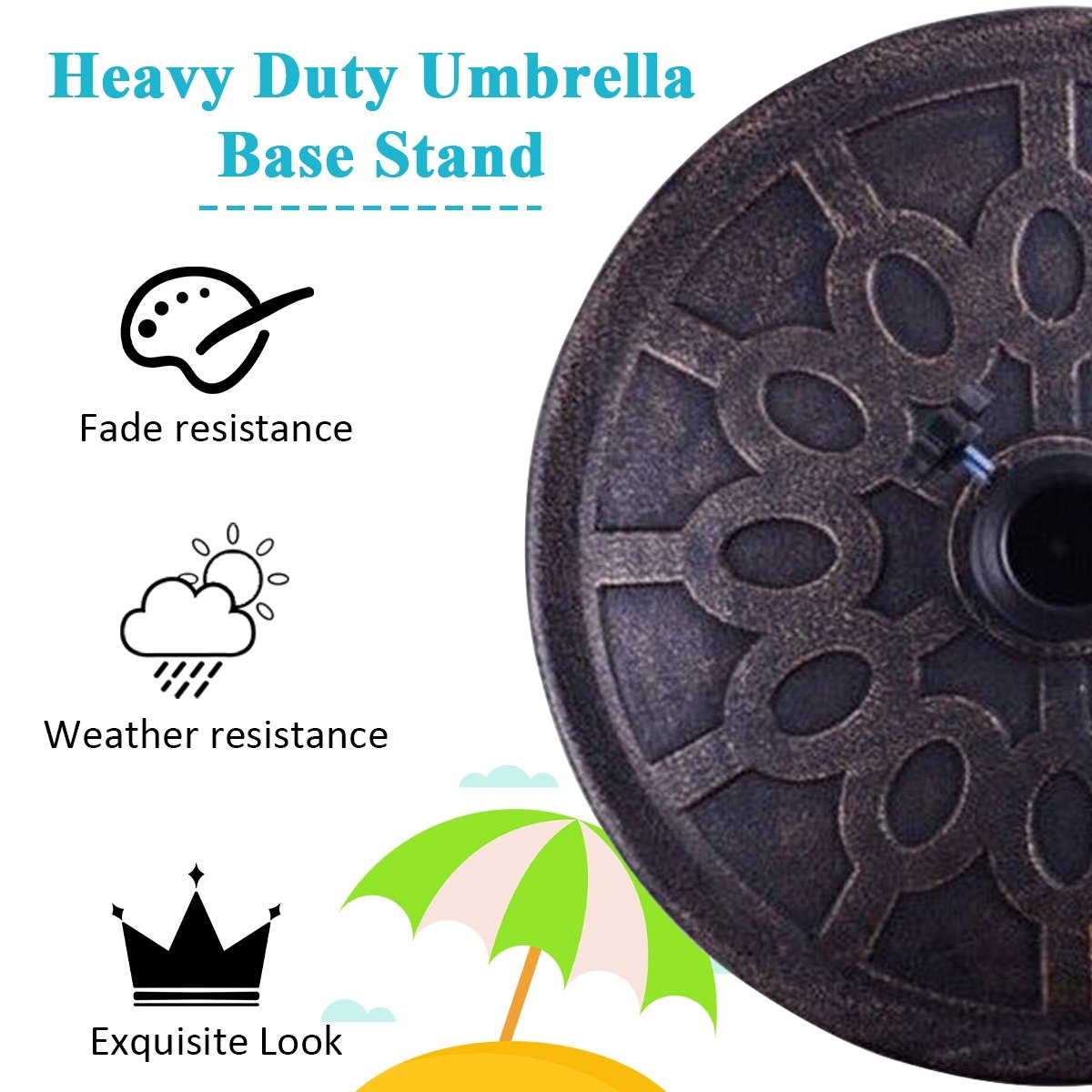 30lbs 18 Inch Heavy Duty Outdoor Patio Market Umbrella Base, Bronze Outdoor Umbrella Bases at Gallery Canada