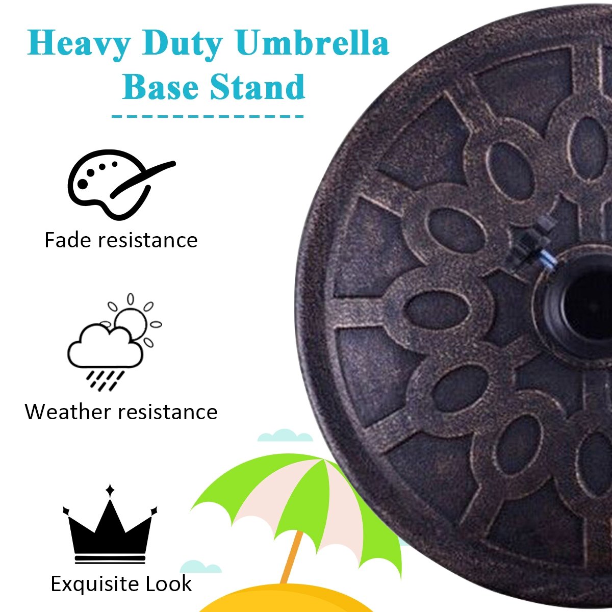 30lbs 18 Inch Heavy Duty Outdoor Patio Market Umbrella Base, Bronze - Gallery Canada