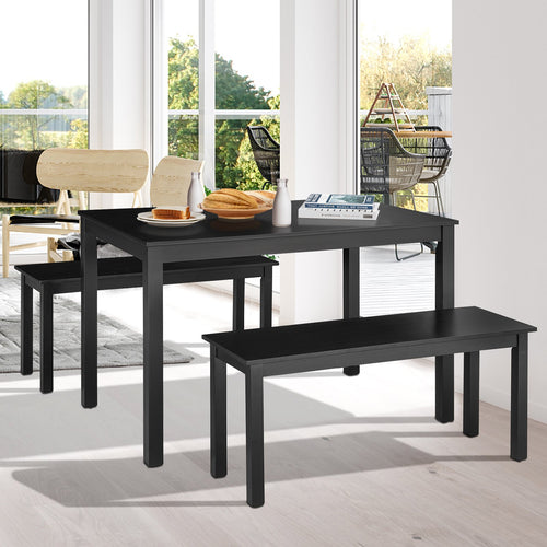 3 Pieces Modern Studio Collection Table Dining Set, Black
