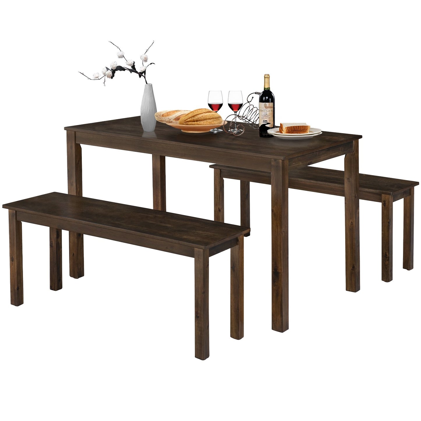 3 Pieces Modern Studio Collection Table Dining Set, Coffee - Gallery Canada