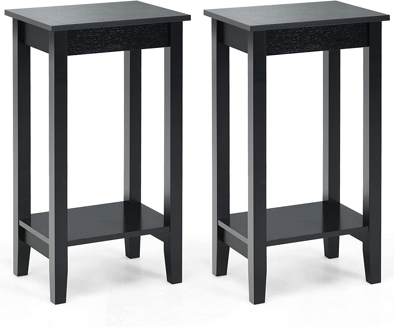 Set of 2 Versatile 2-Tier End Table with Storage Shelf, Black End & Side Tables   at Gallery Canada