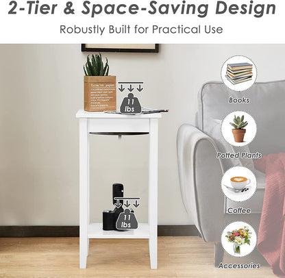 Set of 2 Versatile 2-Tier End Table with Storage Shelf, White End & Side Tables   at Gallery Canada