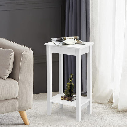 Set of 2 Versatile 2-Tier End Table with Storage Shelf, White End & Side Tables   at Gallery Canada