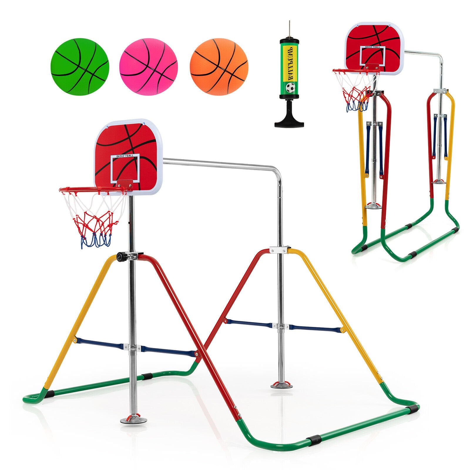 Kids Folding Horizontal Bar with 4 Adjustable Heights, Multicolor Toy Sports   at Gallery Canada