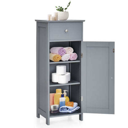 Wooden Storage Free-Standing Floor Cabinet with Drawer and Shelf, Gray Floor Cabinets   at Gallery Canada