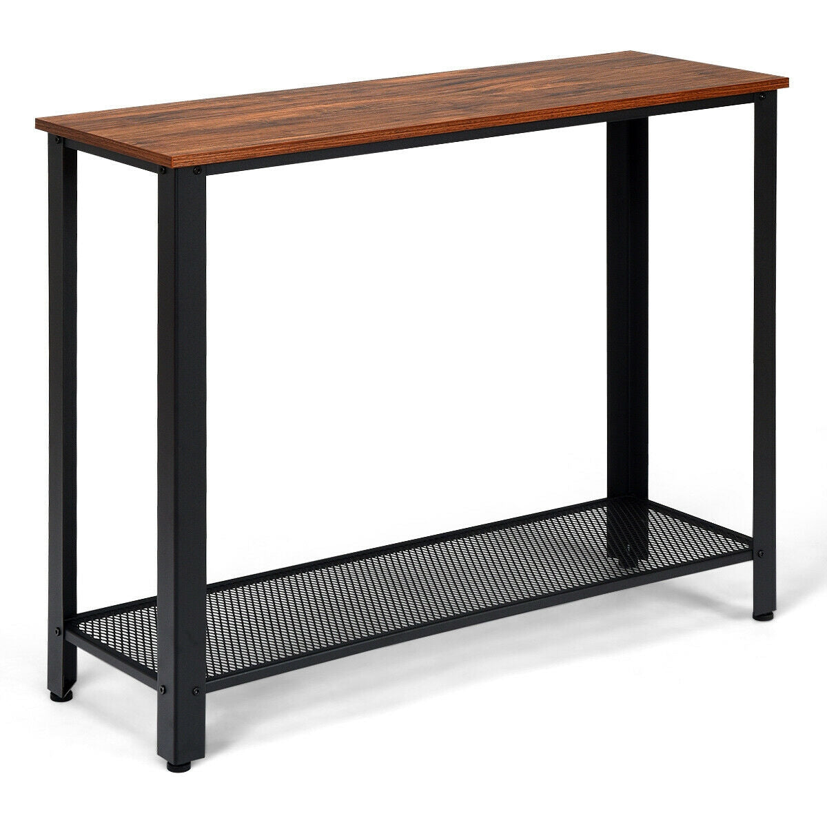 Metal Frame Wood Console Sofa Table with Storage Shelf, Black Console Tables at Gallery Canada