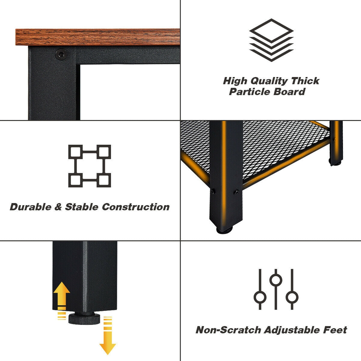 Metal Frame Wood Console Sofa Table with Storage Shelf, Black Console Tables at Gallery Canada