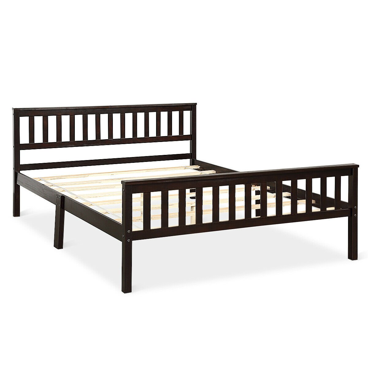 Wood Bed Frame Support Platform with Headboard and Footboard, Black Simple Bed Frame   at Gallery Canada