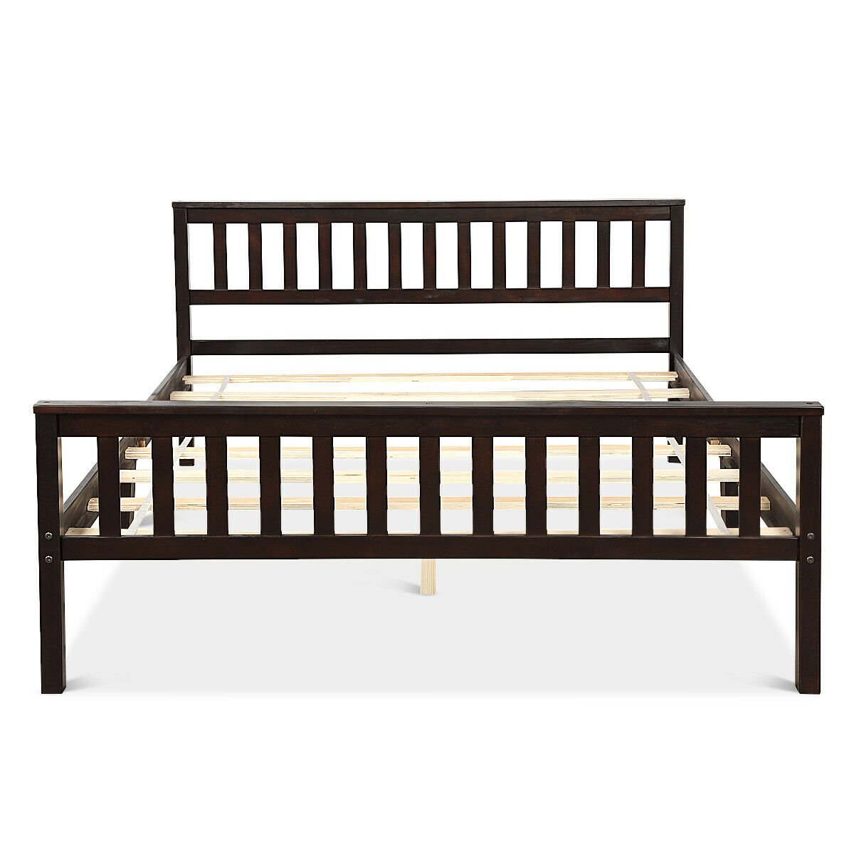 Wood Bed Frame Support Platform with Headboard and Footboard, Black Simple Bed Frame   at Gallery Canada