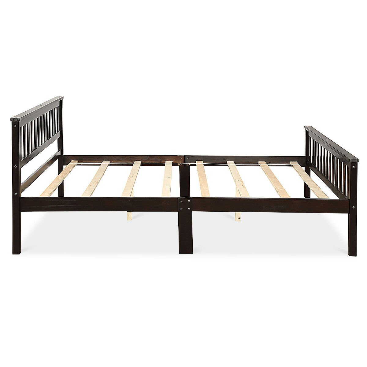 Wood Bed Frame Support Platform with Headboard and Footboard, Black Simple Bed Frame   at Gallery Canada