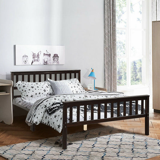 Full Size Wood Platform Bed Frame with Headboard and Footboard, Black - Gallery Canada