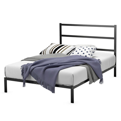Twin/Full/Queen Size Metal Bed Platform Frame with Headboard-Full Size, Black - Gallery Canada