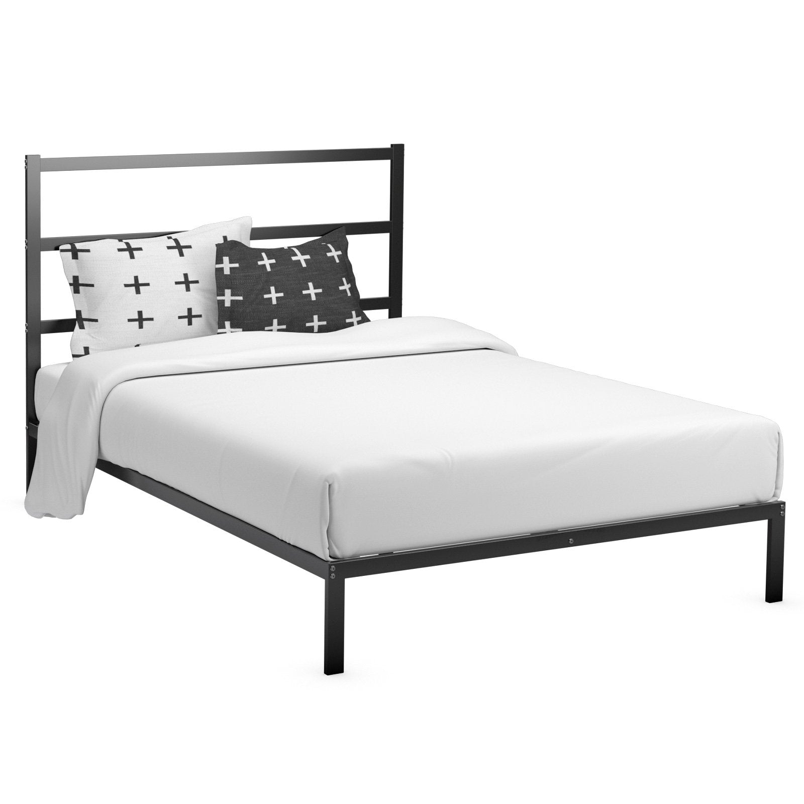 Twin/Full/Queen Size Metal Bed Platform Frame with Headboard-Full Size, Black - Gallery Canada