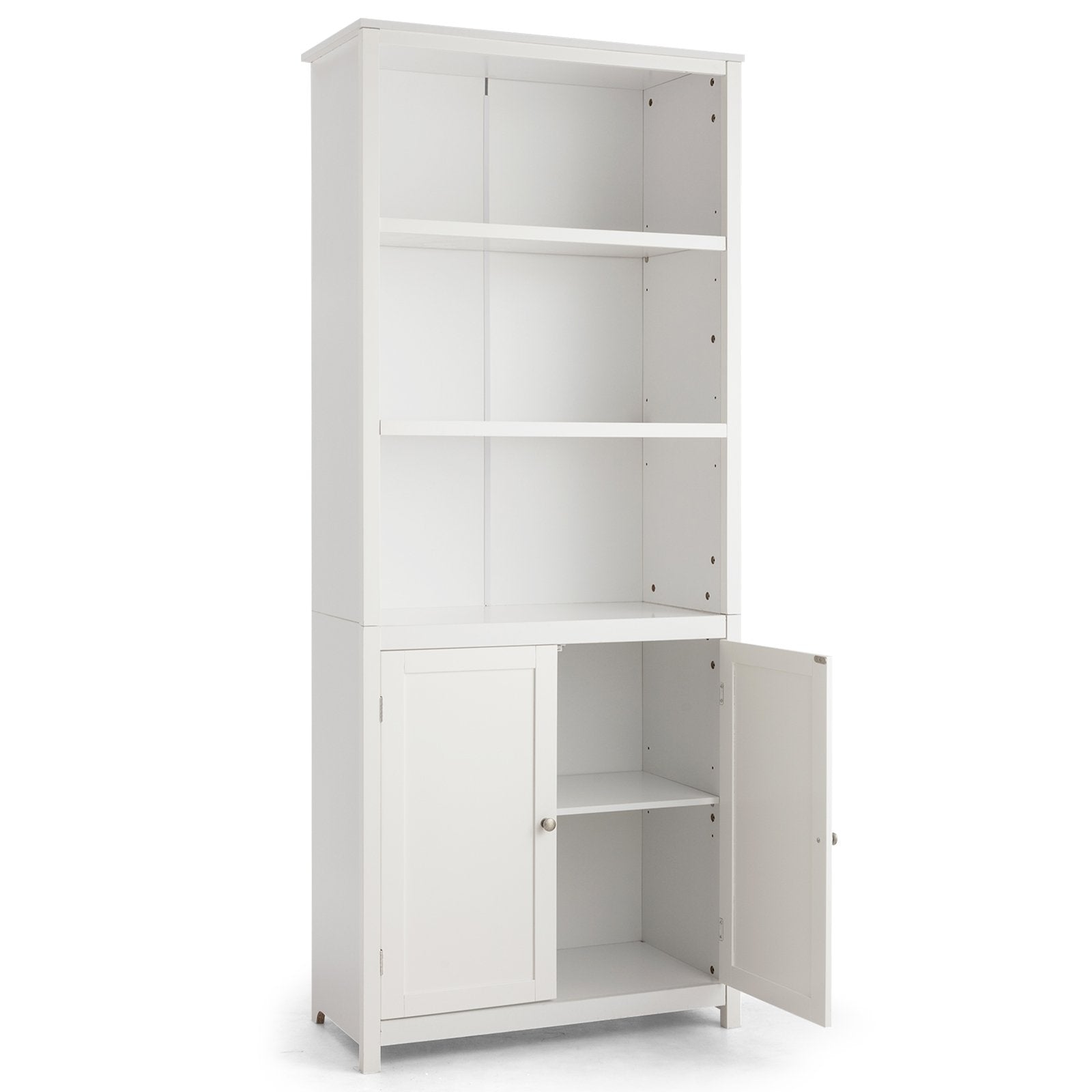 Bookcase Shelving Storage Wooden Cabinet Unit Standing Display Bookcase with Doors, White Bookcases   at Gallery Canada