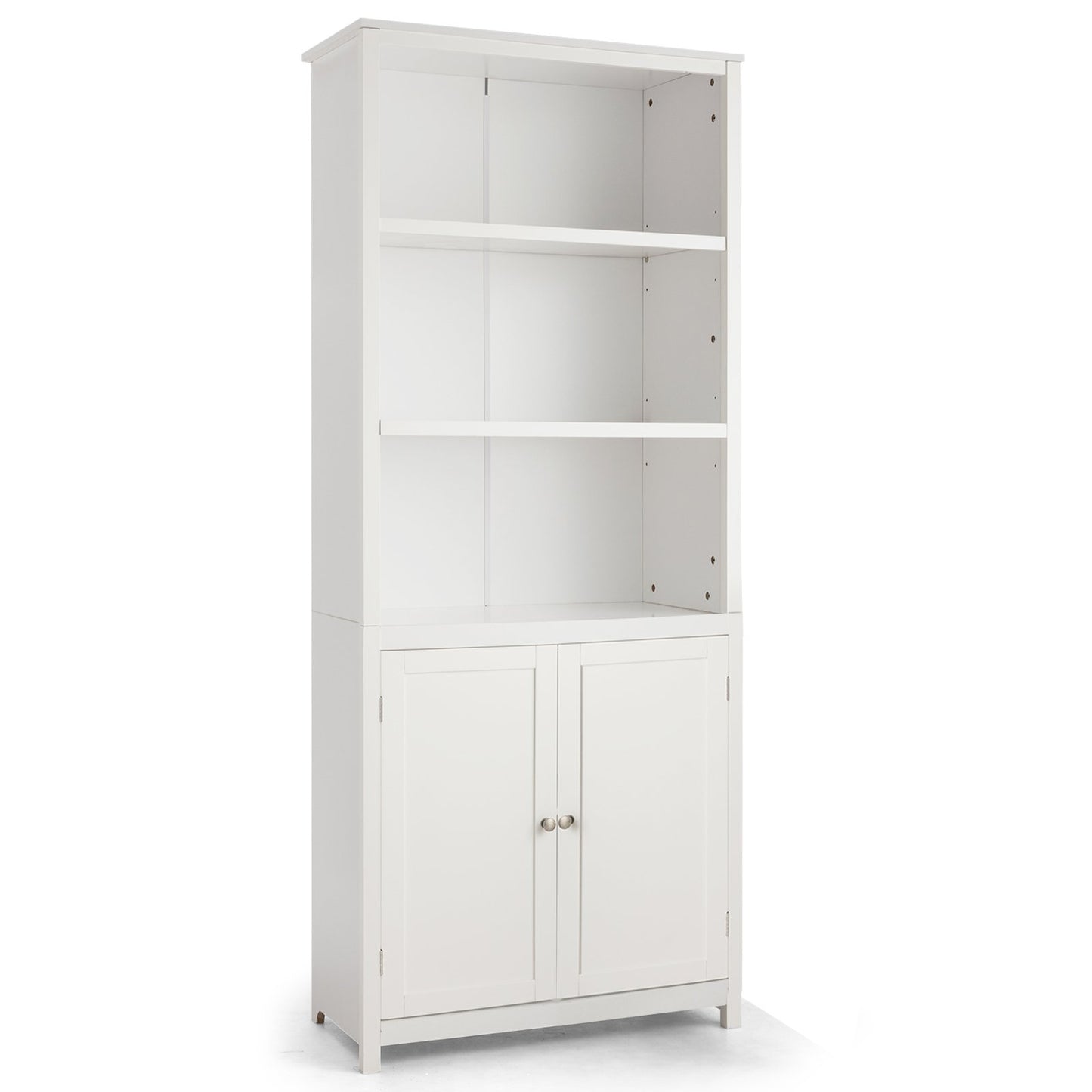 Bookcase Shelving Storage Wooden Cabinet Unit Standing Display Bookcase with Doors, White Bookcases   at Gallery Canada