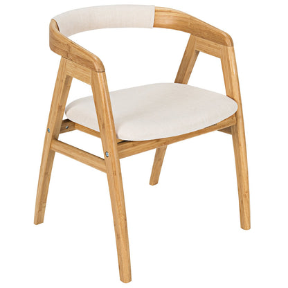 Leisure Bamboo Dining Chair with Curved Back and Anti-slip Foot Pads, Natural - Gallery Canada