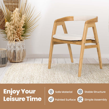 Leisure Bamboo Dining Chair with Curved Back and Anti-slip Foot Pads, Natural - Gallery Canada