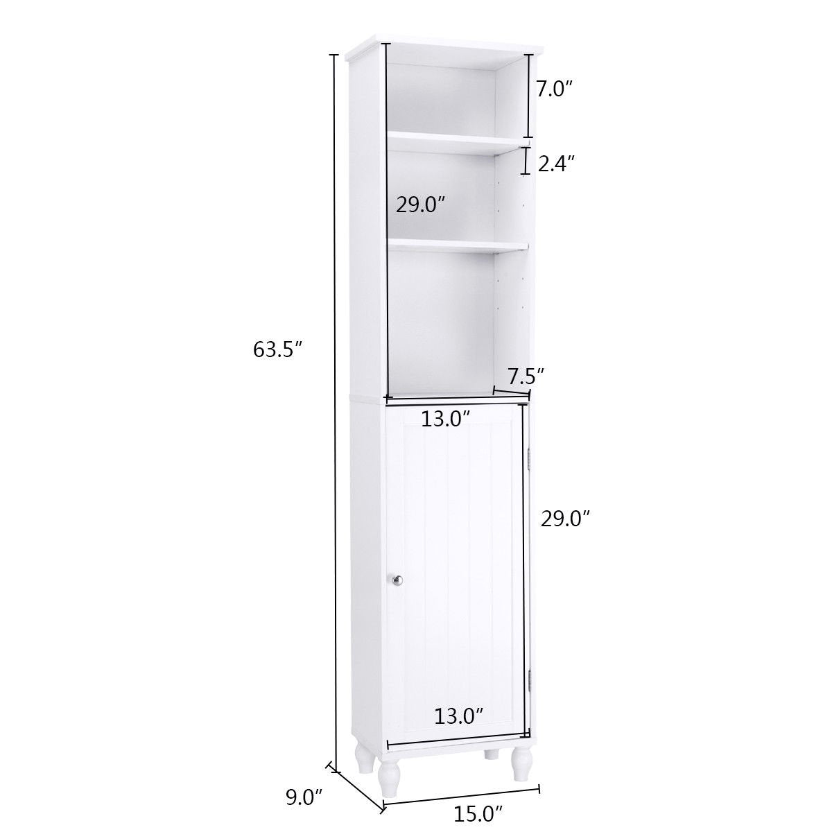 Bathroom Tower Storage Shelving Display Cabinet, White Floor Cabinets   at Gallery Canada