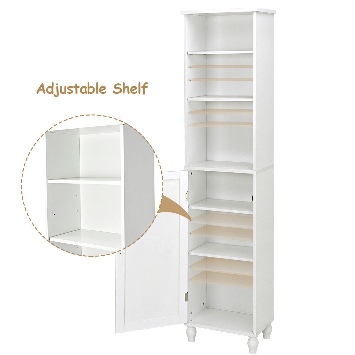 Bathroom Tower Storage Shelving Display Cabinet, White Floor Cabinets   at Gallery Canada