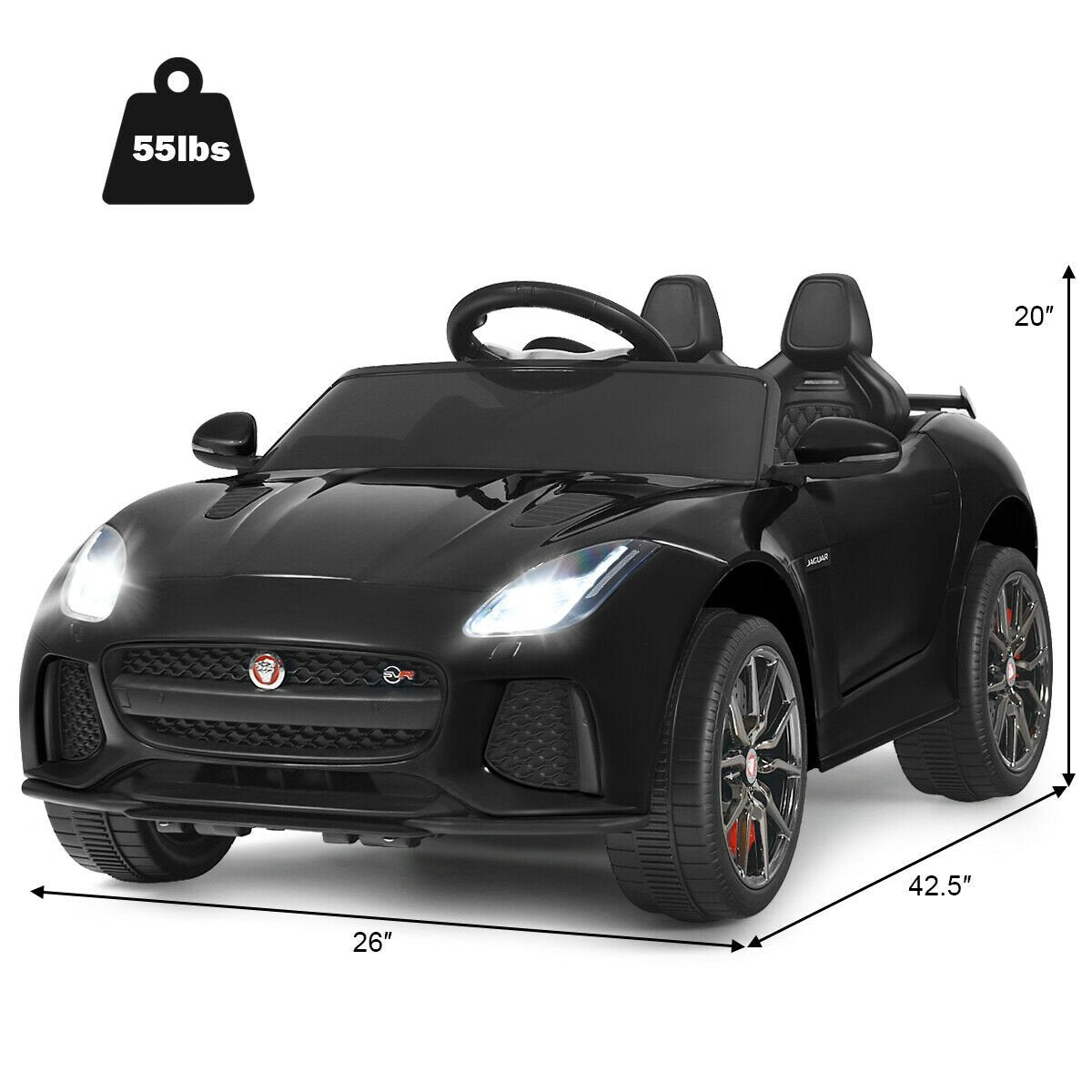 12V Jaguar F-Type SVR Licensed Kids Ride On Car, Black Powered Ride On Toys   at Gallery Canada