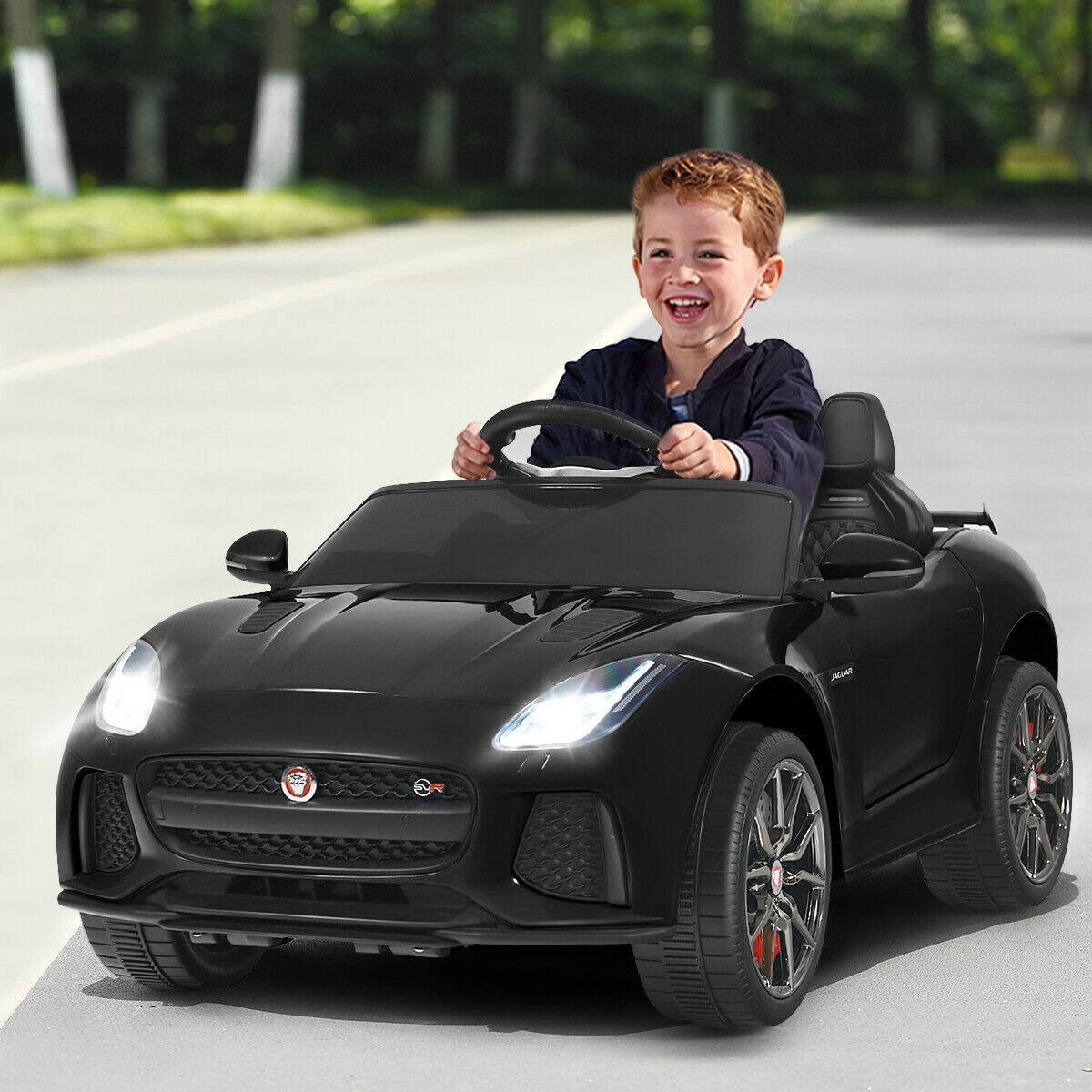 12V Jaguar F-Type SVR Licensed Kids Ride On Car, Black Powered Ride On Toys   at Gallery Canada