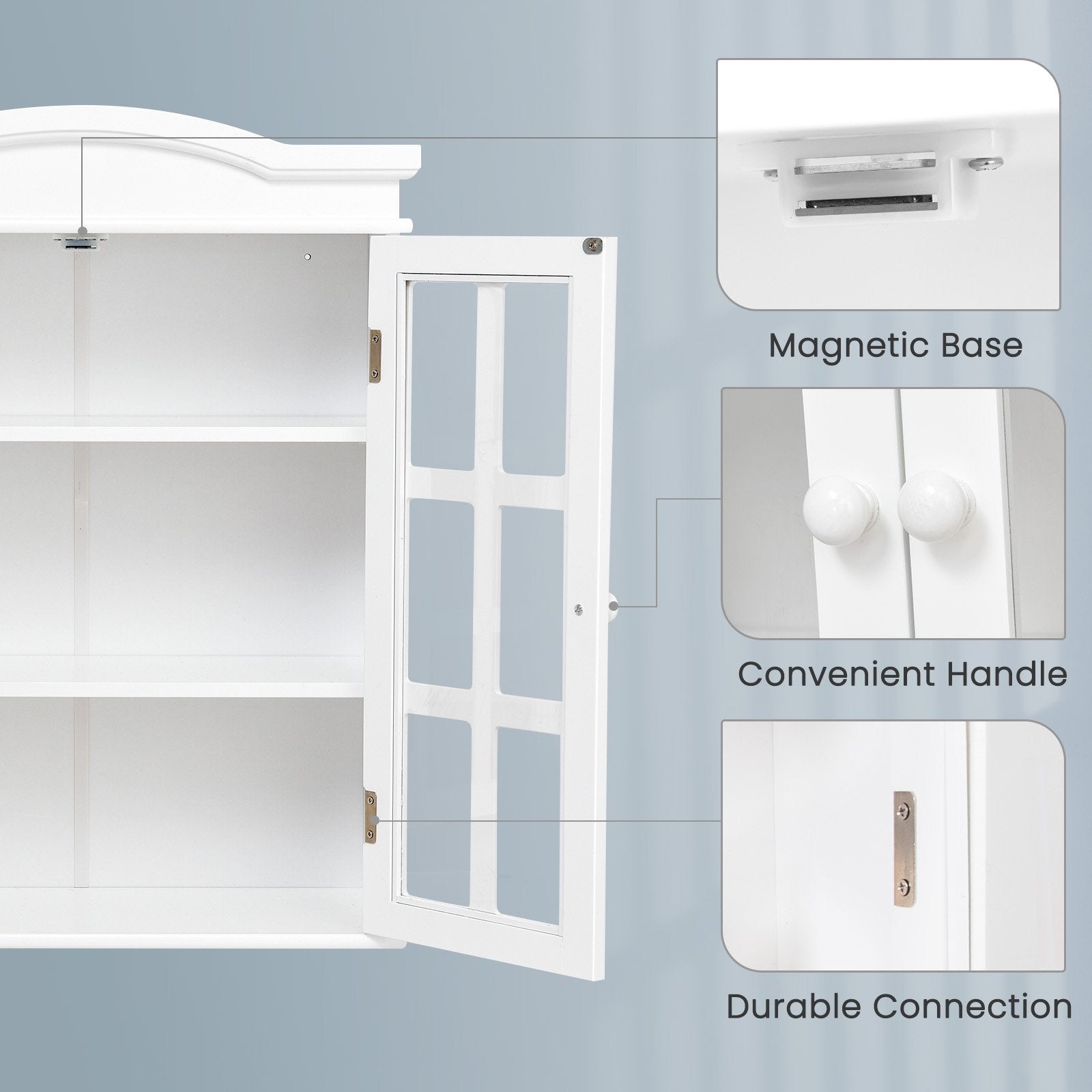 Wall-Mount Bathroom Double Doors Shelved Storage Cabinet, White - Gallery Canada
