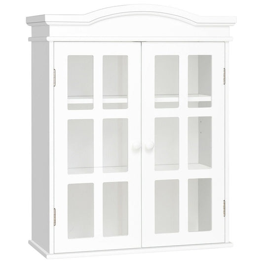 Wall-Mount Bathroom Double Doors Shelved Storage Cabinet, White Wall Cabinets   at Gallery Canada