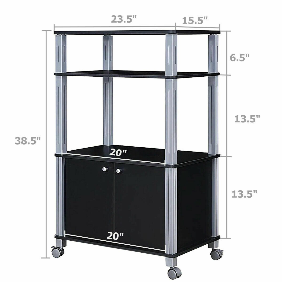 Microwave Rack Stand Rolling Storage Cart, Black Baker's Racks   at Gallery Canada