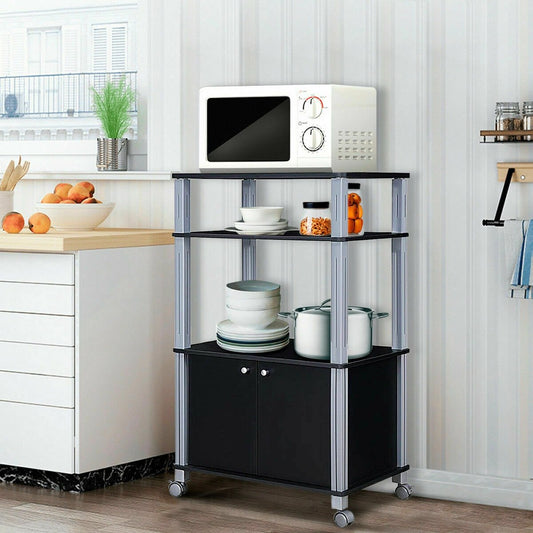 Microwave Rack Stand Rolling Storage Cart, Black - Gallery Canada