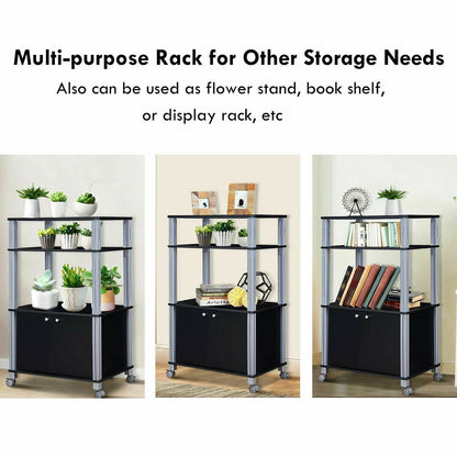 Microwave Rack Stand Rolling Storage Cart, Black Baker's Racks   at Gallery Canada