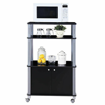 Microwave Rack Stand Rolling Storage Cart, Black Baker's Racks   at Gallery Canada