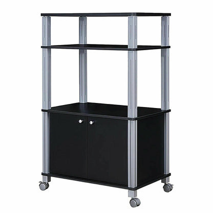 Microwave Rack Stand Rolling Storage Cart, Black Baker's Racks   at Gallery Canada