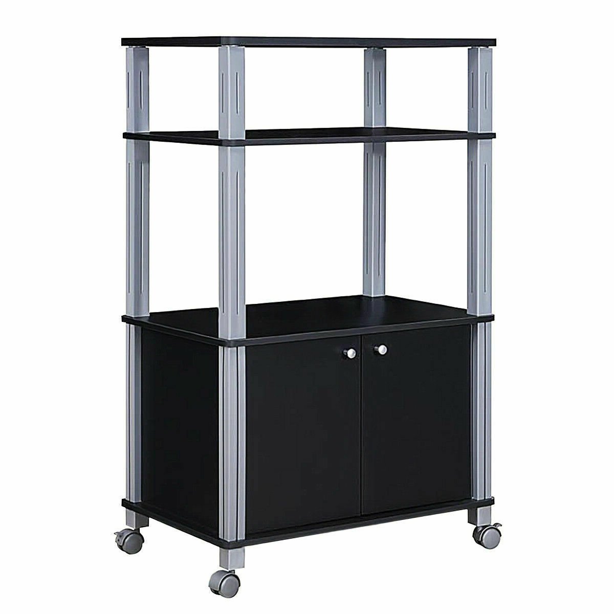 Microwave Rack Stand Rolling Storage Cart, Black Baker's Racks   at Gallery Canada