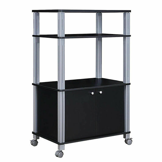 Microwave Rack Stand Rolling Storage Cart, Black - Gallery Canada