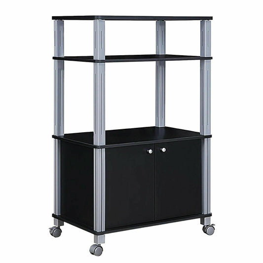 Microwave Rack Stand Rolling Storage Cart, Black Baker's Racks   at Gallery Canada